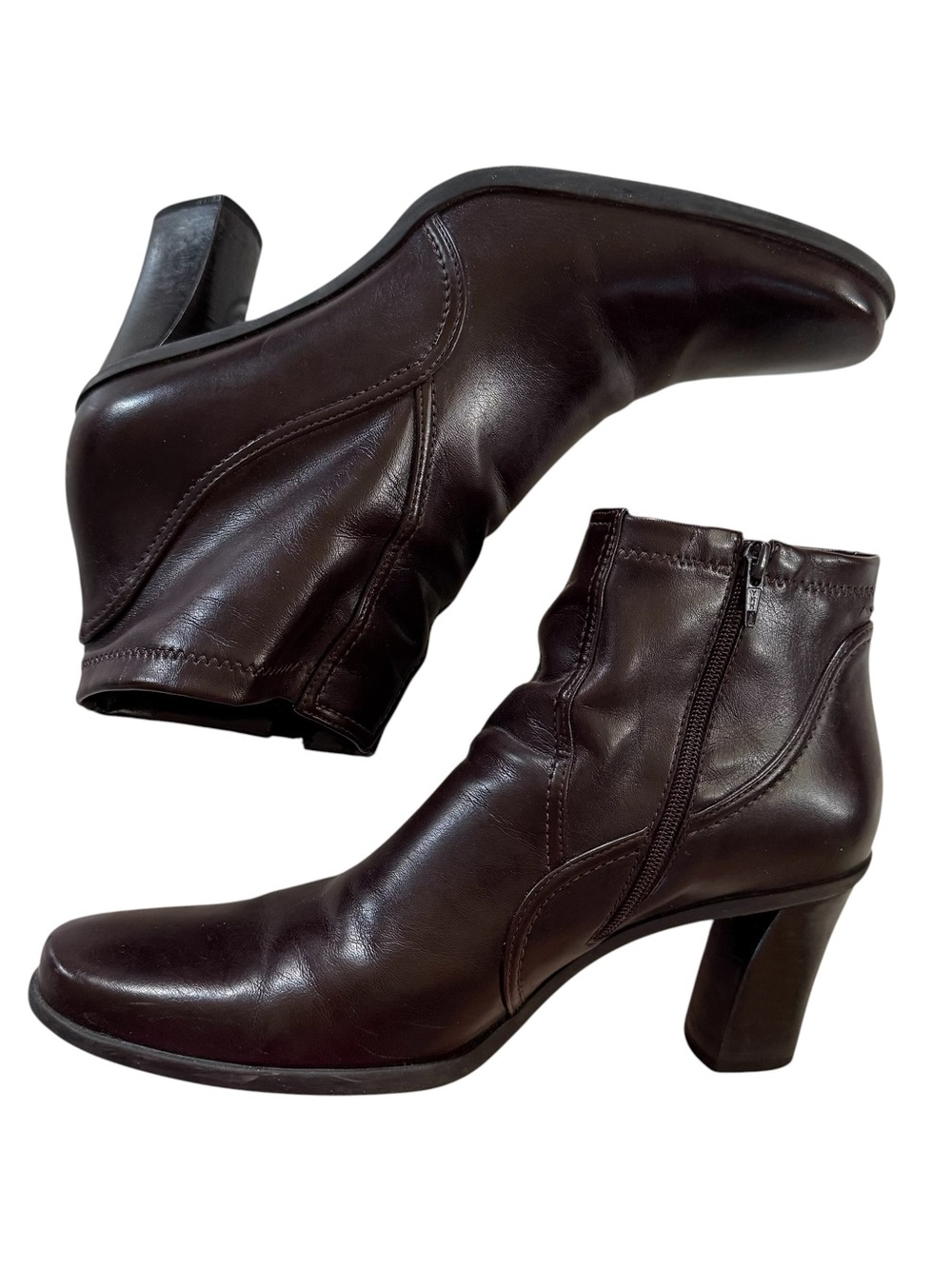 Franco Sarto Women's Size 8M Dark Brown Faux Leather Ankle Boots Made in Brazil
